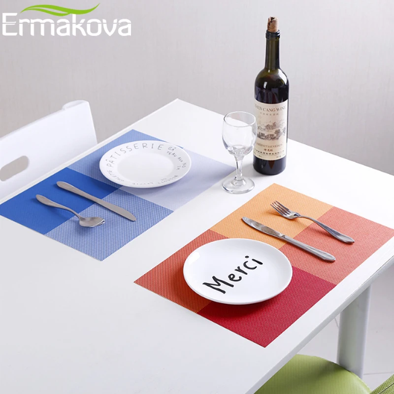 ERMAKOVA Placemats Table Mats Non-Slip Washable Place Mat Heat Resistant Tablemat Dining Table Disc Bowl Pad Coaster