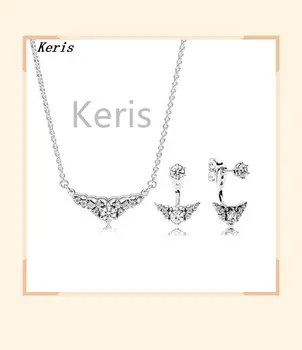 

100% 925 silver sterling tiara earring and necklace original light set present