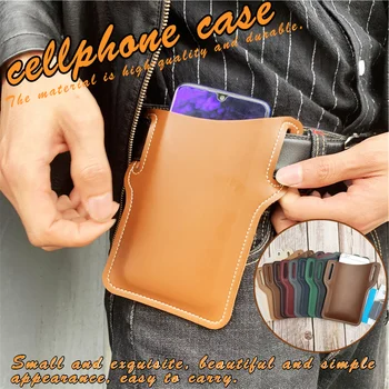 

Fashion Protection Case Bag for Phones Handmade Leather Waist Belt Loop Mobile Phone Holster GK99
