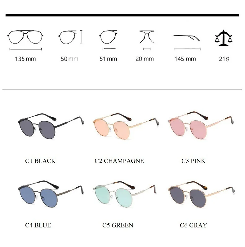 QPeClou Metal Round Sunglasses Women Retro Sun Glasses For Men Color Lunettes Man Shades Gafas Oculos De Sol Feminino UV400
