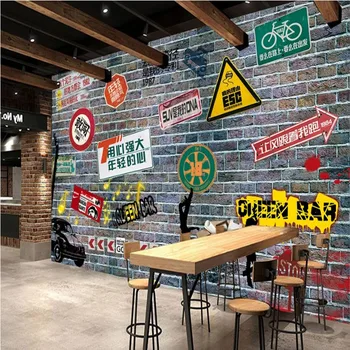 

Custom European retro brick wall to youth mural cafe background wallpaper mural