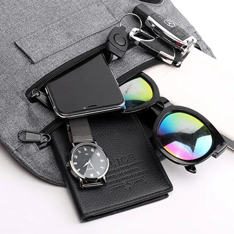 Fashion Men Waist Fanny Pack USB Charging Port Belt Nylon Phone Pouch Male Casual Travel Shoulder Chest Bag Outdoor Bum Bag