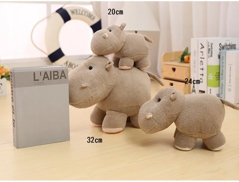 Cute Q Hippo Plush Doll Elephant Stuffed Toy Accompany Sleeping Doll Bedtime Story Educational Toy13