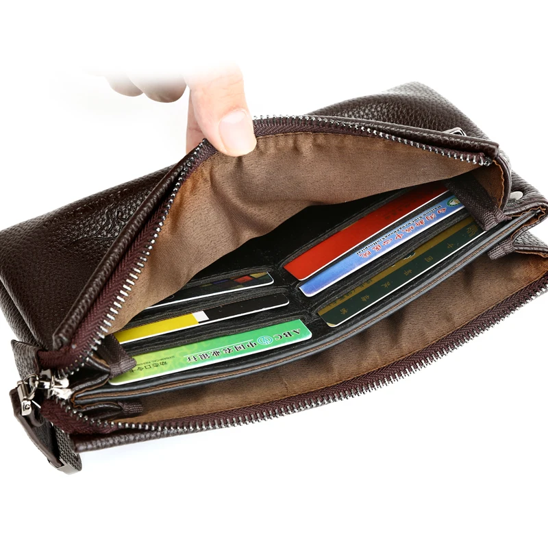 Роскошный брендовый кожаный мужской клатч деловой Кошелек на запястье для