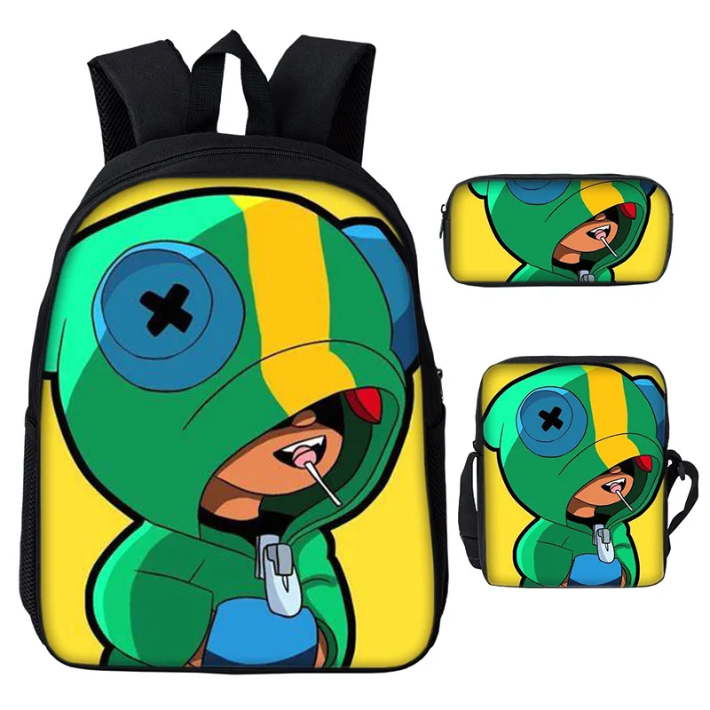 

Set of 3 Brawl Stars Backpack students Mochila Shoulder bag pencil case sling bag School Bag Casual Laptop bagpack