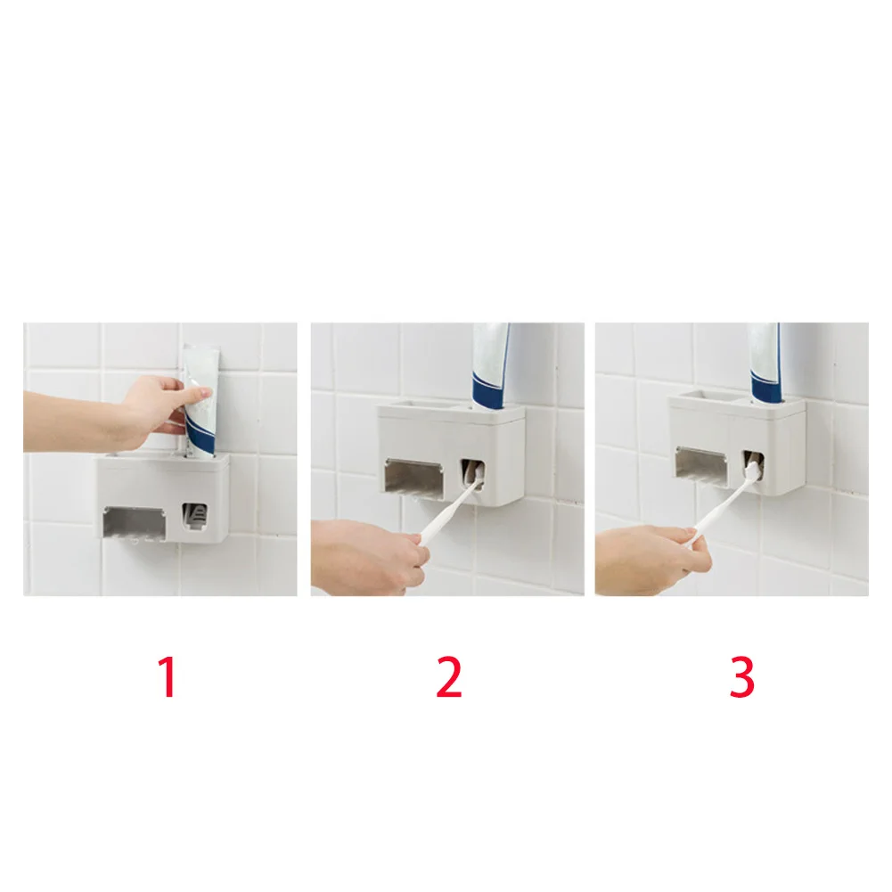 Squeezer Bathroom Accessories Sets Wall Mounted Storage Rack Automatic Multifunctional Toothpaste Dispenser Toothbrush Holder