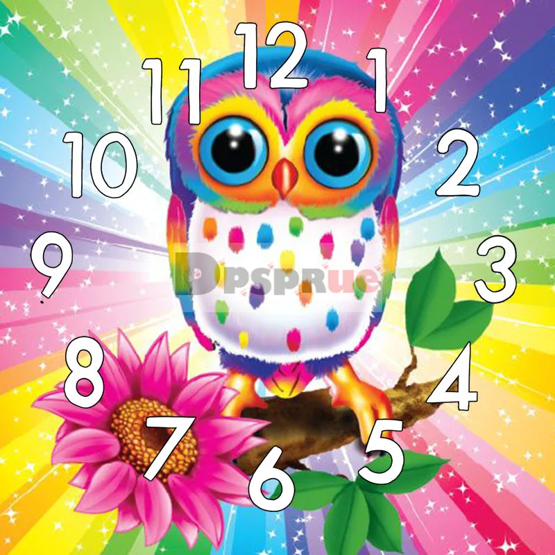 

Dpsprue полный квадрат/круглый 5D алмазная живопись набор с часами Вышивка крестом Алмазная вышивка мозаика сова подарок DC415