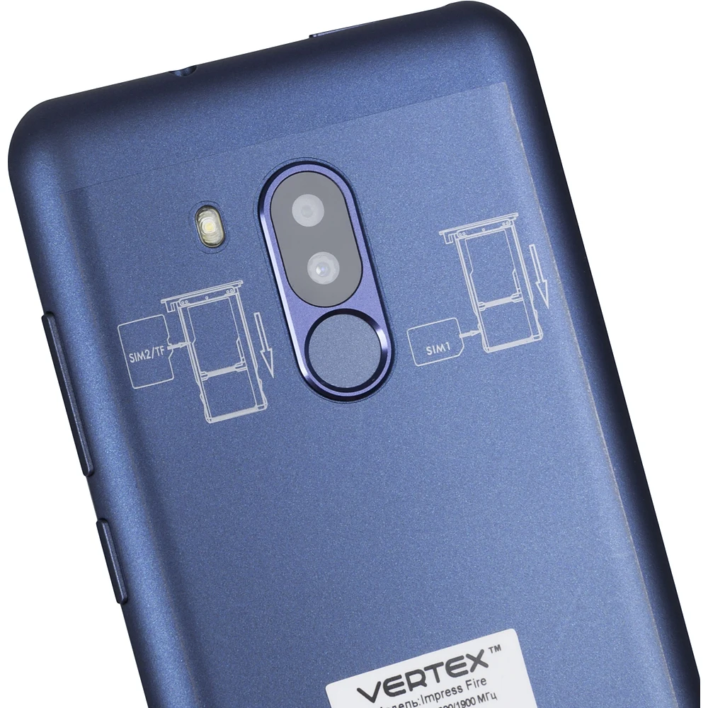 Смартфон Vertex Impress Fire 16Gb 2Gb синий 3G 4G 2Sim 5.7" IPS 720x1440 And8.1 13Mpix 802.11bgn NFC