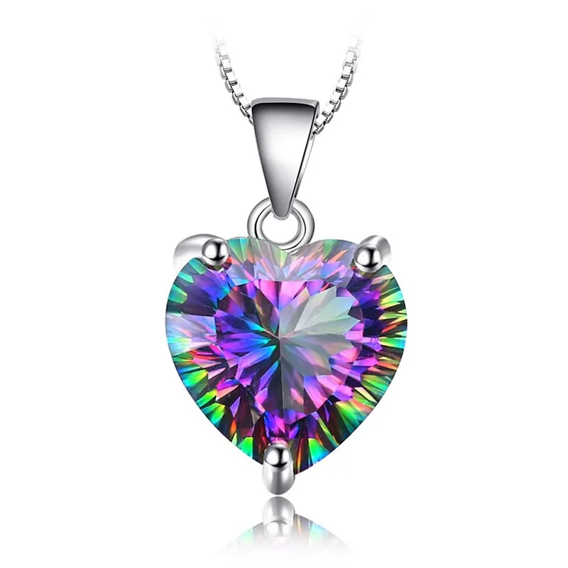 colorul Bague Ringen серебряные ювелирные изделия ожерелья для женщин Черный Цвет Топаз сердце кулон ключицы цепи в форме сердца цветной драгоценный камень - Цвет камня: colorul