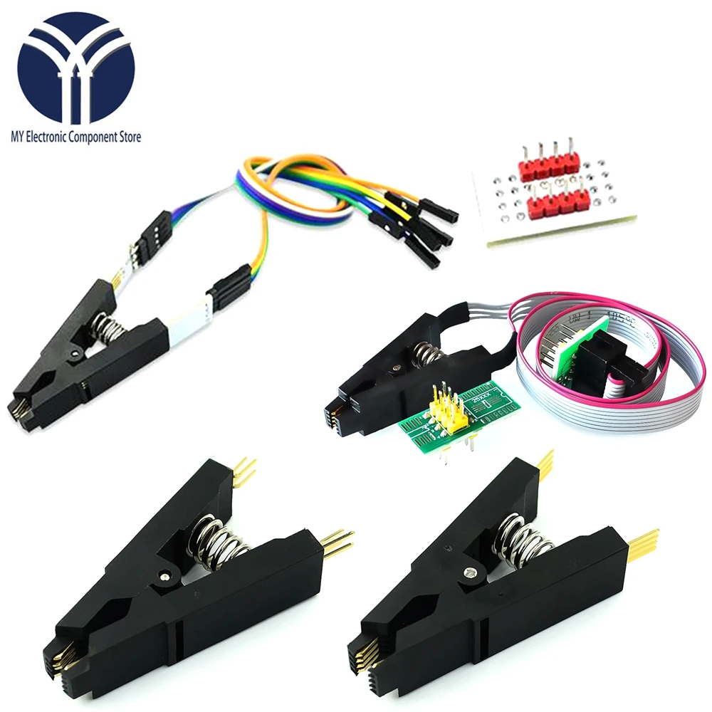 SOIC8 SOP8 Test Clip update version For EEPROM 93CXX / 25CXX 24CXX in-circuit programming+2 adapters | Электронные компоненты и