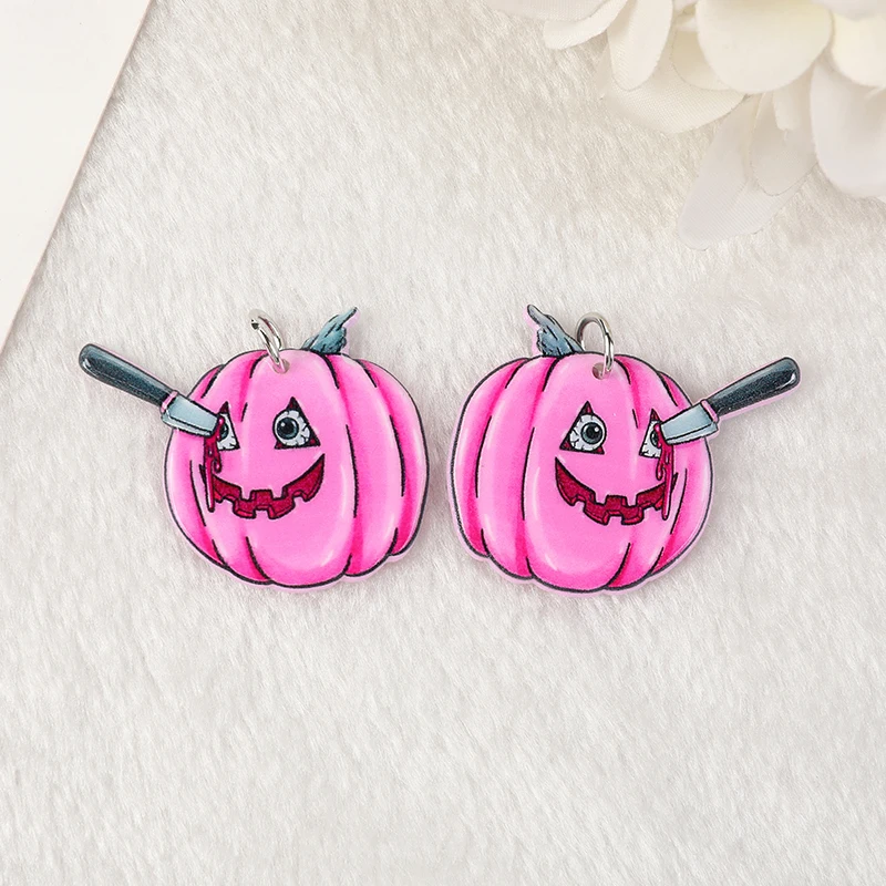 10Pcs Pastel Goth Witchy Charms Spooky Creative Acrylic Skull Cat Bat  Pendant For Earring Necklace Diy Making
