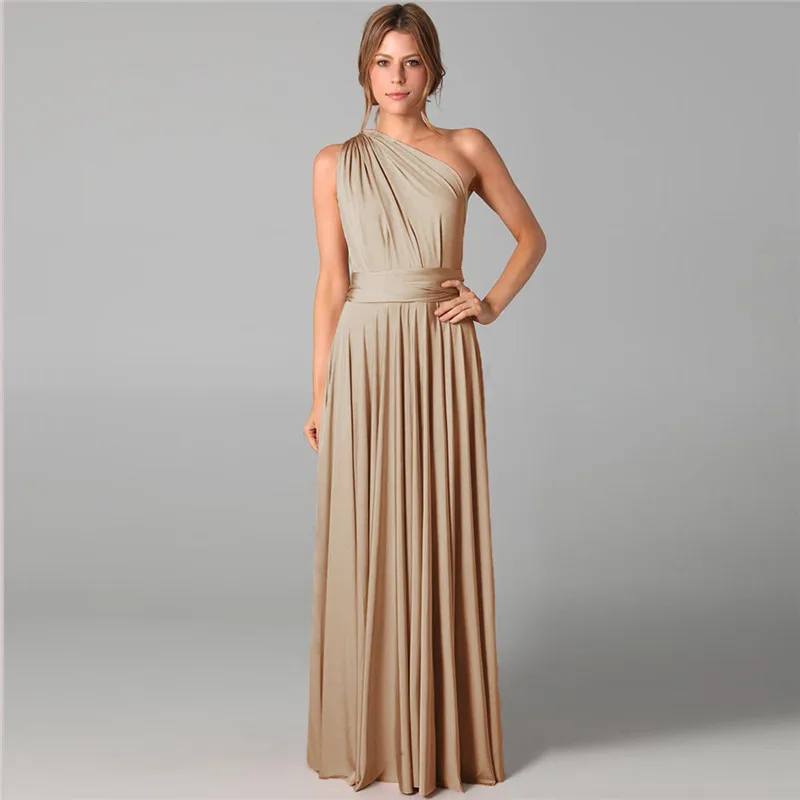 

Beauty-Emily Long Sexy Cheap Bridesmaid Dresses Chiffon Sleeveless Lace Up Multiple Wearing Open Back Party Dress For Wedding