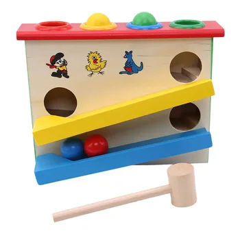 

New Wooden Noise Maker Knock Ball New Kids Colorful Hand Hammering Ball Box Children Early Learning Educational Classic Baby Toy