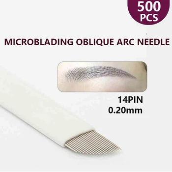 

Wholesale 500pcs Microblading 0.2mm 14pin Permanent Makeup Eyebrow flex Tattoo Needles For 3D lamina blade Agulhas Tebori