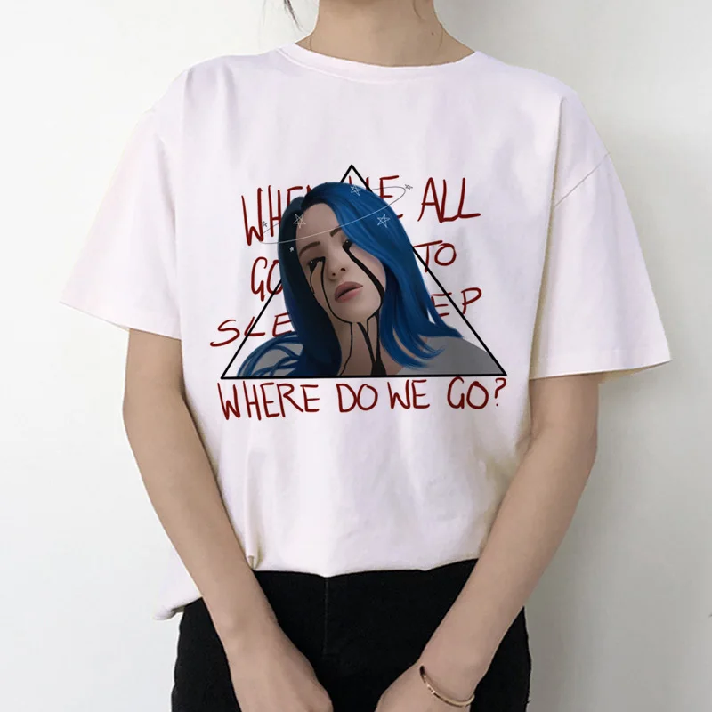 Billie Eilish Bad Guy Harajuku футболка женская футболка с графическим рисунком футболка с рисунком 90s хип-хоп одежда Топ забавная Женская Ullzang - Цвет: 7420