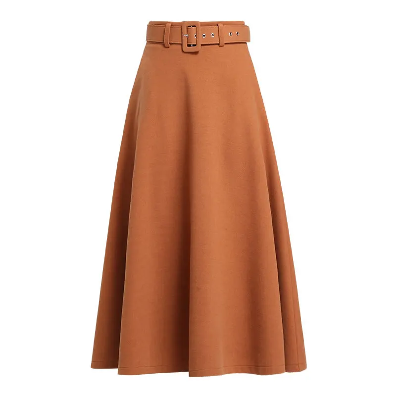 Модная женская зимняя юбка с высокой талией, винтажная шерстяная юбка Jupe Faldas, плиссированная Макси элегантная длинная юбка, шерстяные юбки для женщин s C3931