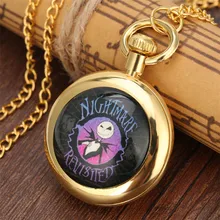 Горячее предложение, новинка года, кварцевые карманные часы с изображением кошмаров перед рождеством, римское ожерелье с цифрами, Подвесные часы, подарок для детей