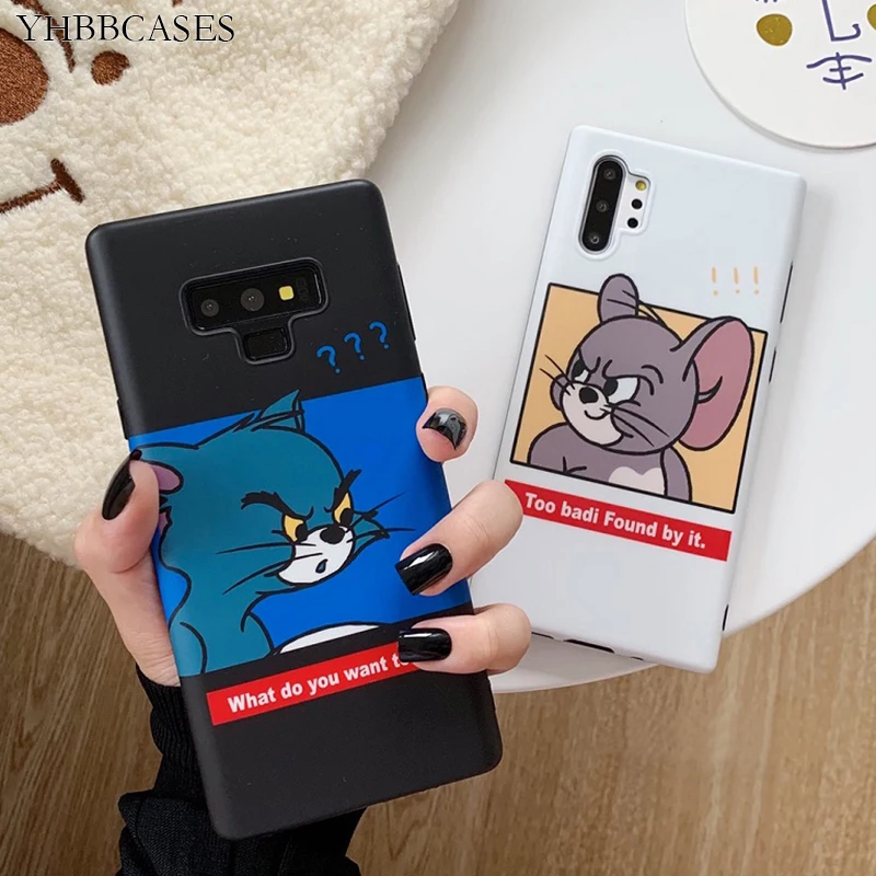 Чехлы YHBBCASES для Samsung Note 10 8 9 мягкие чехлы с забавными рисунками кошек и мышей Galaxy S10