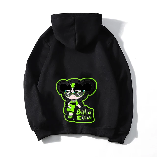 924-bj-12-19-2 Новая модная детская толстовка Billie Eilish; повседневная детская толстовка с капюшоном; толстовки с карманами для мальчиков; топы для маленьких девочек; зимняя одежда; пальто - Цвет: 924-bj-12-19-2