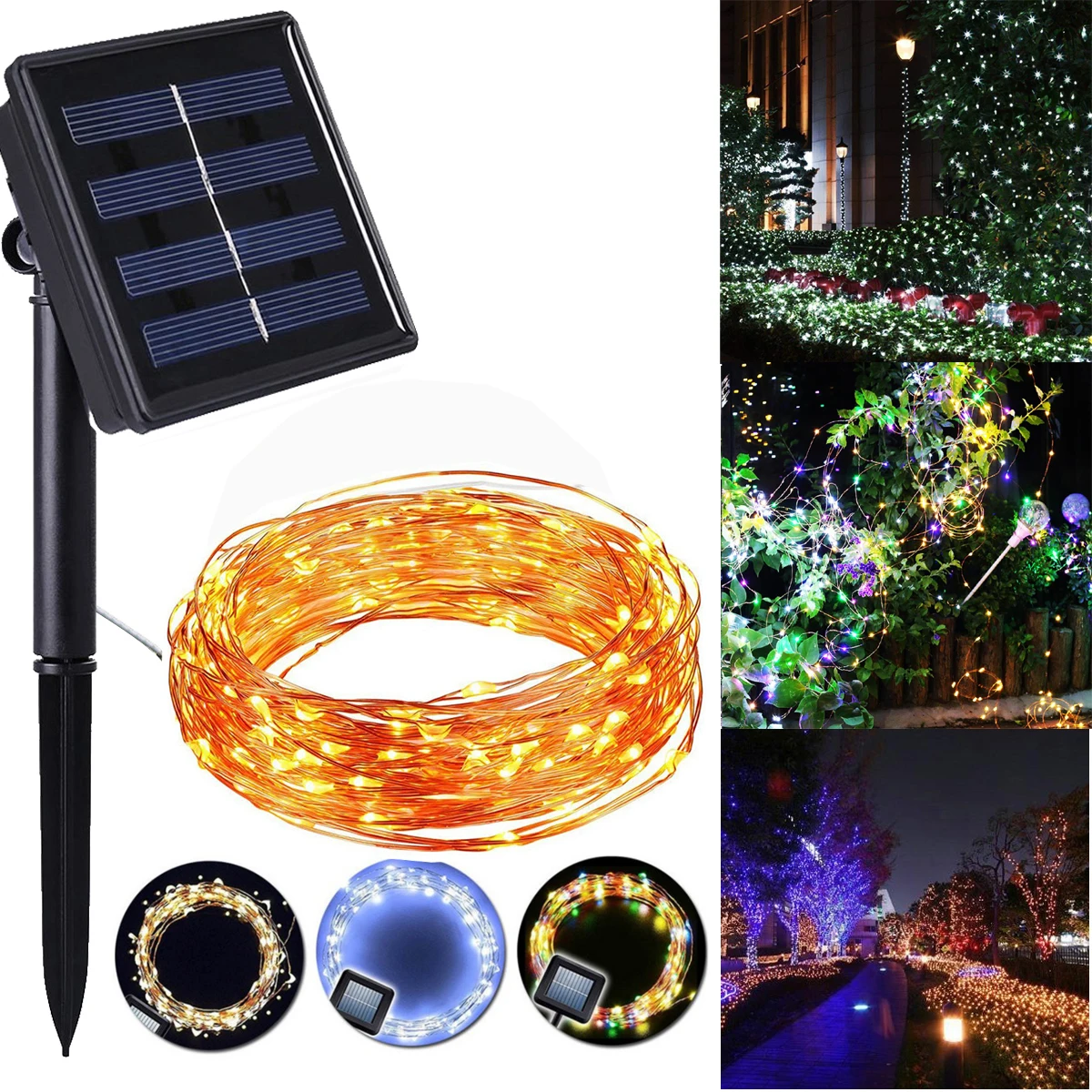 

200 LED Fairy Light 20M Solar String Light Chain Garland Copper Wire Backyard Outdoor Christmas Halloween Decoration