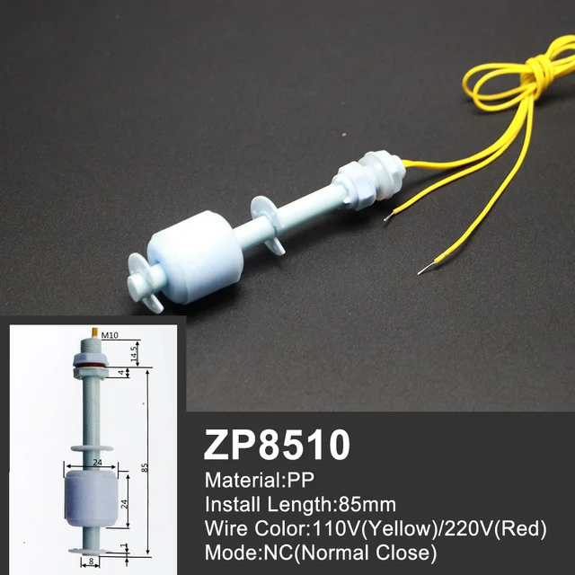 Free Shipping 1 Piece Float Switch Mini Type Poly Propy Water Level Liquid Sensor Normal Close ZP2508-ZP15010 1PC-ZP8510