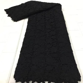 

High Quality Swiss Voile Lace, Swiss Lace with Stones, Eyelet Holes, African Nigerian Lace Fabric for Sewing Parties black