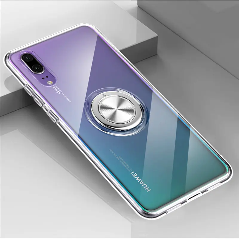 White Противоударный прозрачный силиконовый защитный чехол для huawei P20 Pro P30 Lite mate 20 металлический чехол с кольцом-подставкой huawei P20Pro чехол P 20 On - Цвет: White