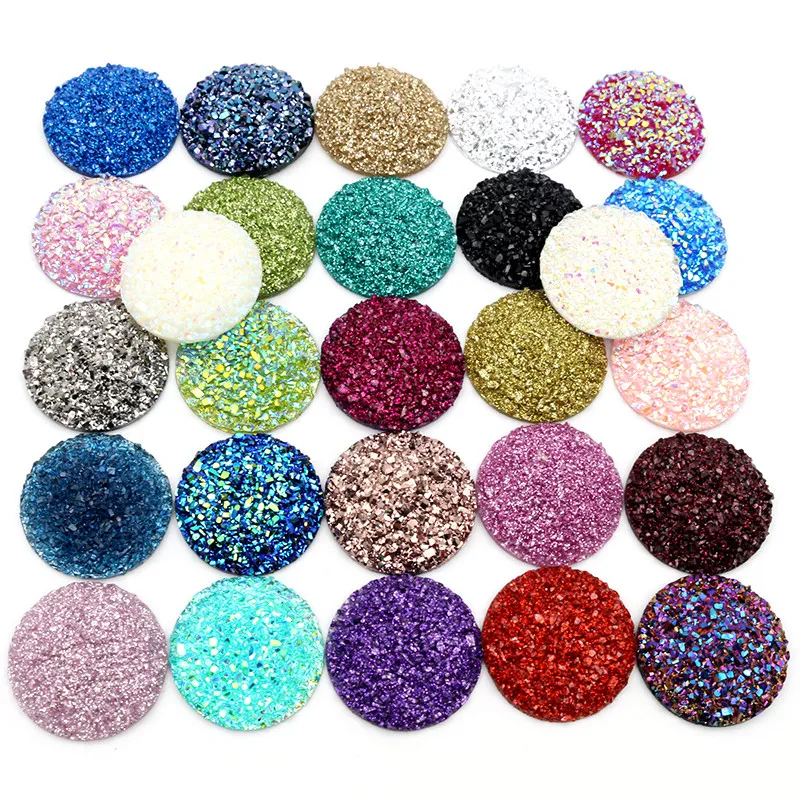 New Fashion 10pcs 20mm 25mm Mix Colors Natural ore Style Flat back Resin Cabochons For Bracelet Earrings accessories 12mm 20mm 22mm 25mm transparent both side flat square glass cabochons clear magnifying for fashion diy jewelry making