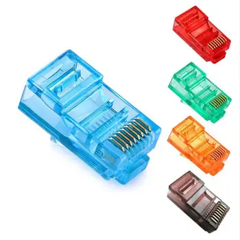 

20PCS RJ45 Ethernet Cables Module Plug Network Connector RJ-45 Crystal Heads Cat5 Color Cat5e Gold Plated Cable 8Pin