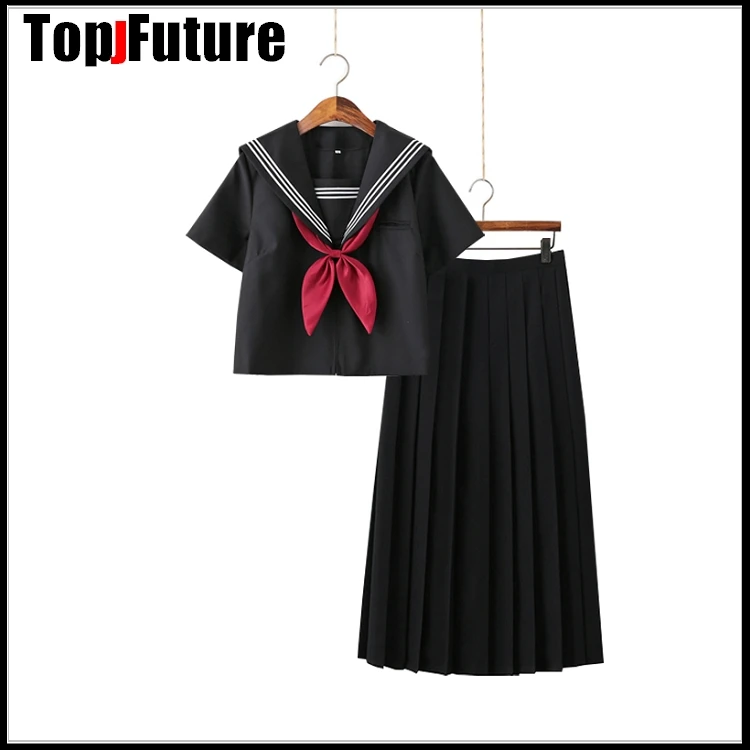 Basic JK uniform dress orthodox black Guanxi Lapel improved white three sailor suit Japanese summer student SCHOOL UNIFORM suit 2