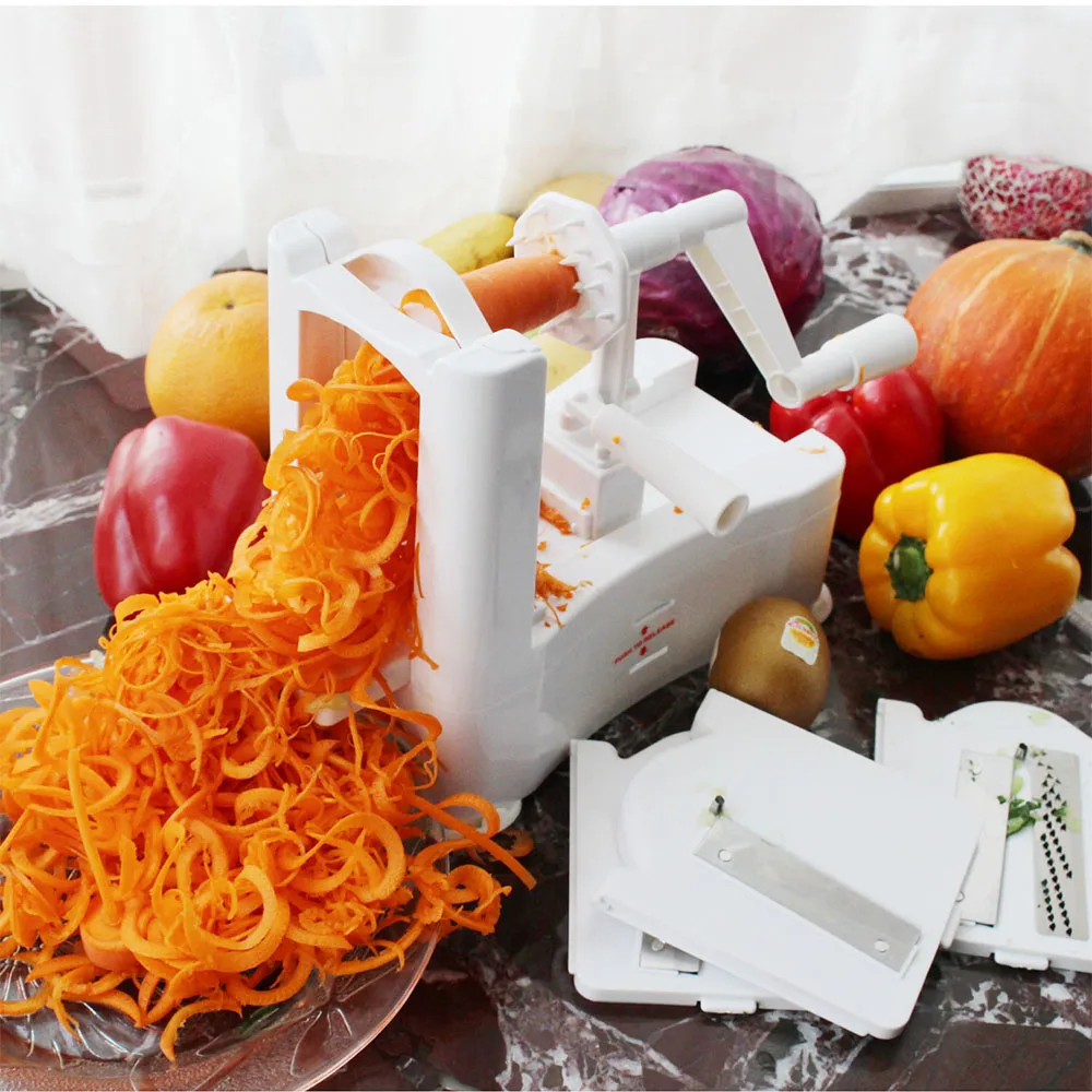 Triblade Plastic Spiral Vegetable Slicer Spiralizer Household