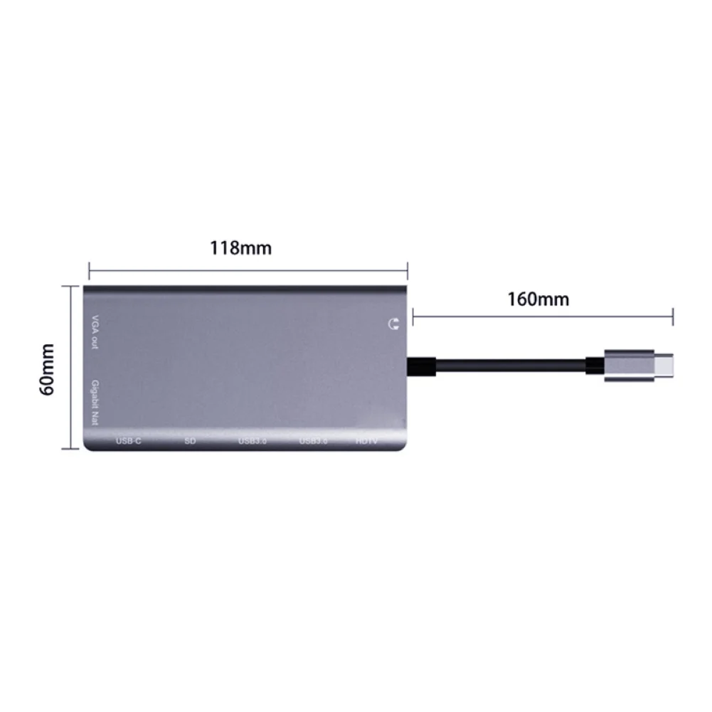 Тип c к usb 8 в 1 usb-хаб Разветвитель RJ45 4K HDMI VGA USB 3,0 Micro-SD слот-док-адаптер концентратор юсб адаптер юсб