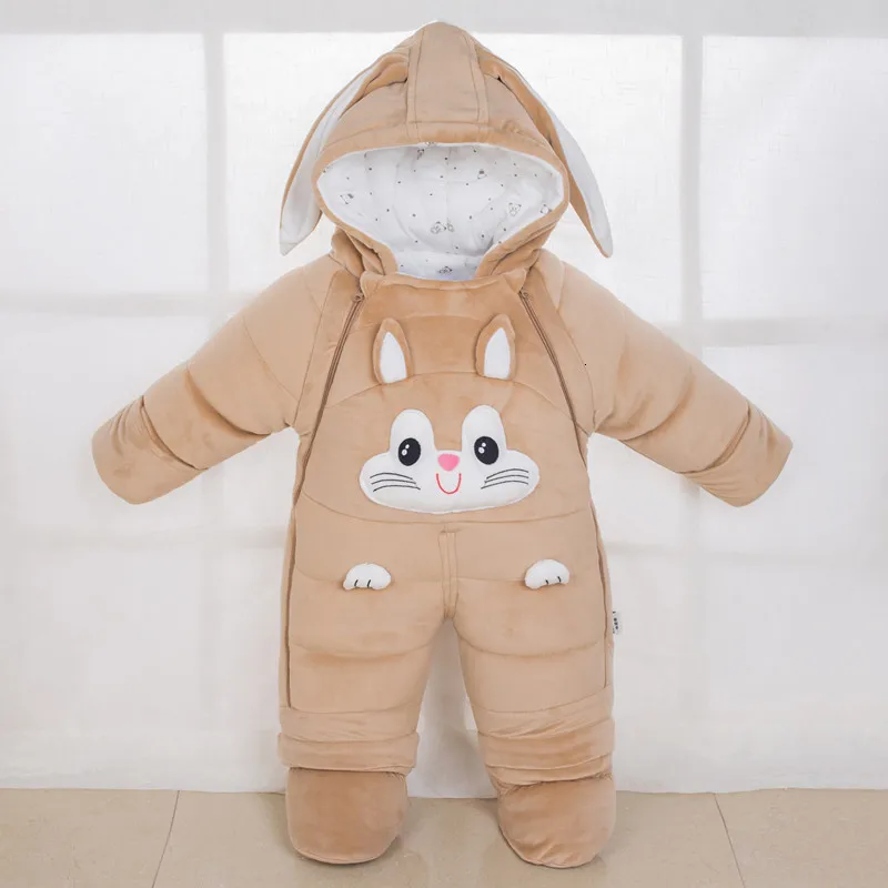 30 градусов; г.; Одежда для новорожденных девочек; комбинезоны; зимний теплый детский костюм; комбинезон для мальчиков с милым мультяшным кроликом; Комбинезоны для младенцев - Цвет: rabbit Coffee