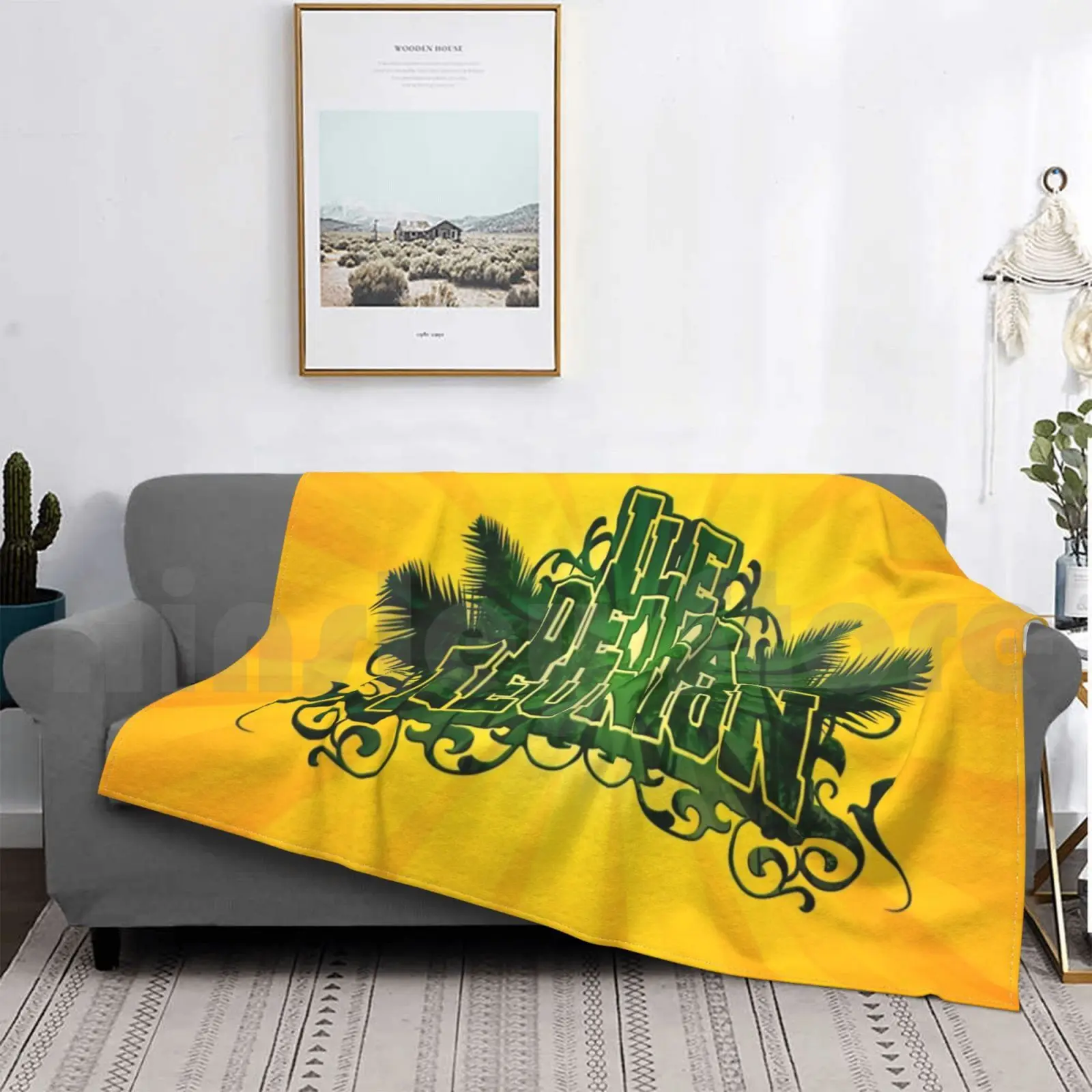 Isola Della Riunione-Coperta Verde Palma Moda Personalizzata 974 974 Isola Della Riunione Reunionese Creole Neem Leetchi Locale