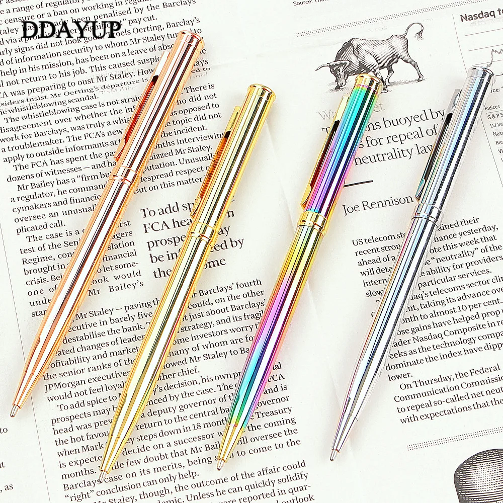 

1 Pcs Rainbow Colorful Pen Metal Ballpoint Pen Bullet 1.0mm Nib Refill Office Writing Pen Rollerball Pen