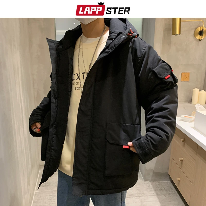 Мужская куртка карго LAPPSTER черная Повседневная осенняя в Корейском стиле размера