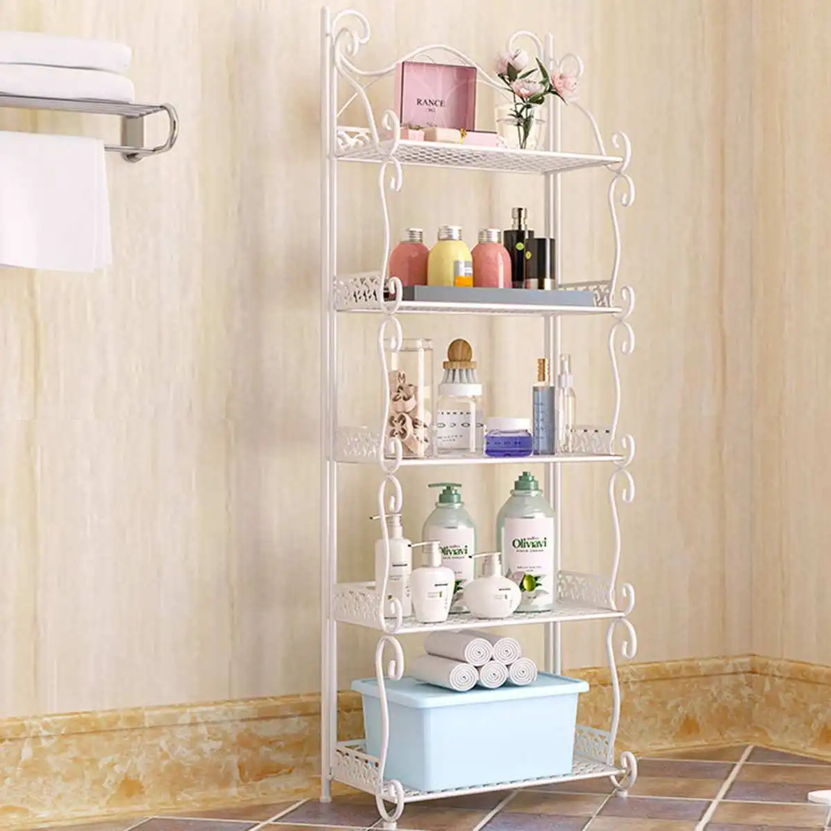 White 5 layers 3/4/5 ярусов Nordic Стиль складной Утюг для хранения мелких предметов, косметики, органайзер для Кухня Ванная комната Спальня стеллаж для хранения стенд книжная полка домашний декор - Цвет: White 5 layers