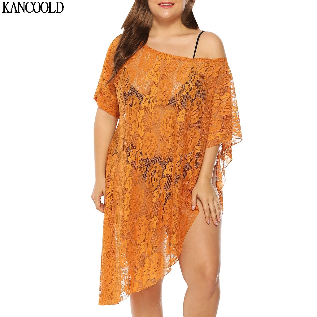 KANCOOLD Large Size Off Shoulder Beach Cover Up Knitted Tassel