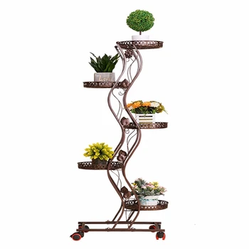 

Multi-storey Move Belt Round Province Space Flower Rack Balcony Flowerpot Shelves
