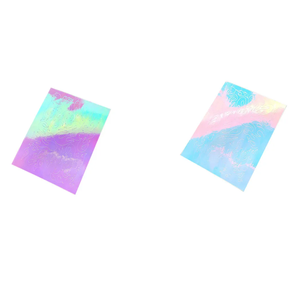 Holographic Nail 2 PCS Nail Art Stickers Flame Reflections Tape Adhesive Foils DIY Decoration Flame Dandelion Panda Manicure - Цвет: A