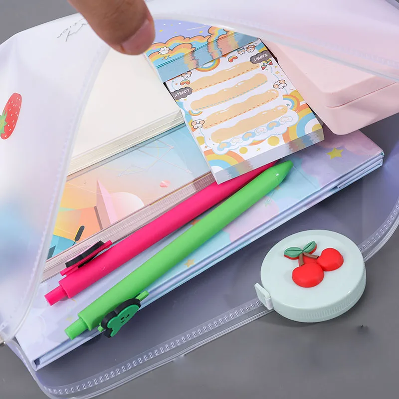 1PC Waterproof Zipper Kawaii Star A4 File Folder Bag Desk Document Paper Organizer Case Office Study Storage Bags Stationery