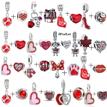 

2Pcs/lot Special Offer Red Lucky Cat & Animal Beads Charms Fit Brand Bracelet & Necklaces For Women Jewelry Making Accessories