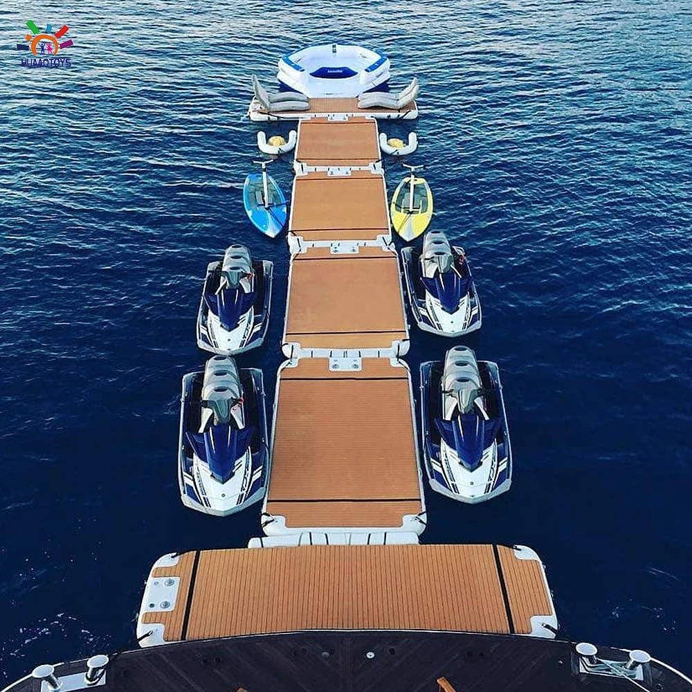 

Leisure time Drop Stitch Customized Water Mat Air Island Deck Raft Inflatable Platform Yacht Floating Jet Ski Pontoon Dock