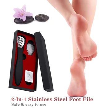 

2-In-1 Foot File Stainless Steel Callus Remover Foot Scrubber Foot Rasp for Grinding Removing Dead Skin Foot Care Pedicure Tool