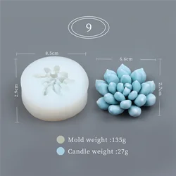 Succulent & Eucalyptus Silicone Mold for 3D DIY Aromatherapy and Crafting (Candle Mold 9)