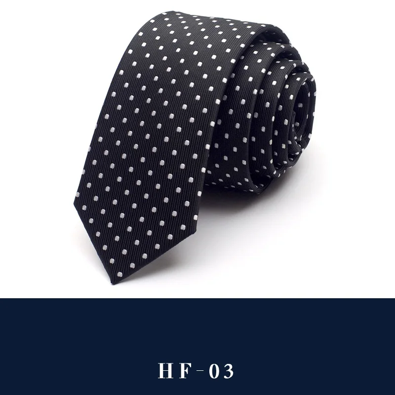 Высокое качество, новинка, шелковые свадебные галстуки для мужчин, тонкий галстук 6 см, дизайнерский бренд, 2,36 дюймов, черный шейный галстук с подарочной коробкой - Цвет: HF-03