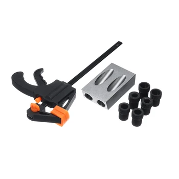 

8PCS/Set 6mm 8mm 10mm Woodworking Pocket Hole Jig Angle Drill Guide Set Hole Puncher Locator Jig Drill for Carpentry
