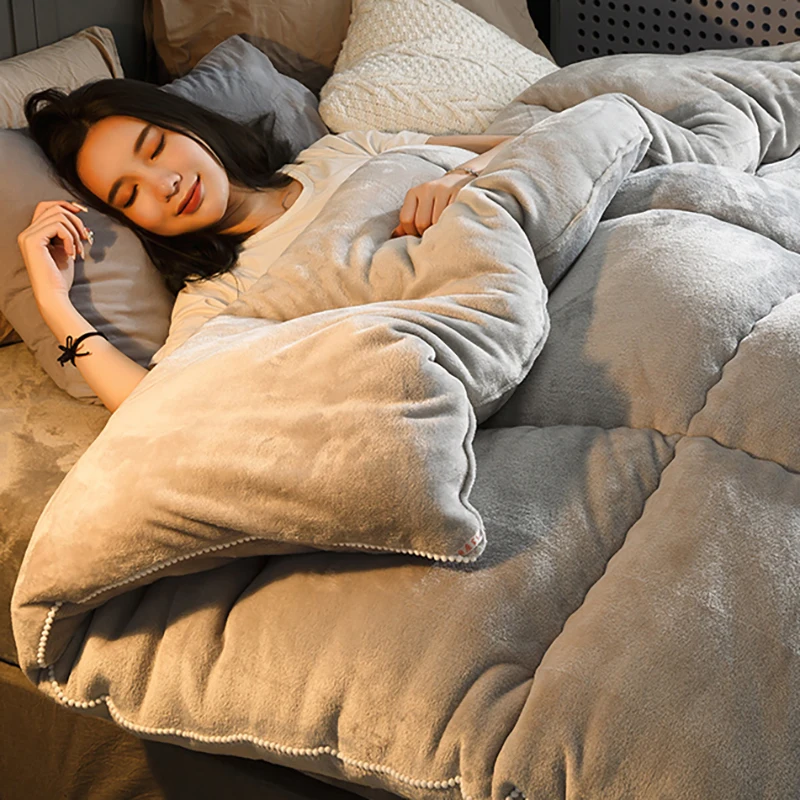Super Warm Flannel Quilt Winter Spring Thick Cotton Comforter Luxury  Feather Velvet Twin Queen King Full Size Blanket - Quilt - AliExpress