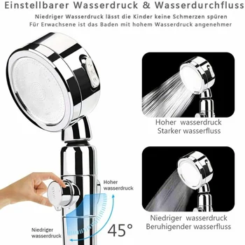 

Bath Shower Head High Pressure Saving Water Bathroom Filter Spray Nozzle Shower Mode 3 Modes On / Off Switch