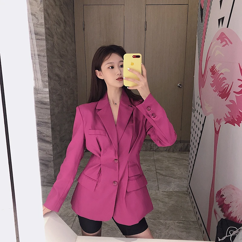 Стильный костюм Yuanqiu 5 с контролем цены на фото, куртка в Южном стиле, стильный ослепительный розовый красный стерео костюм для обхвата талии